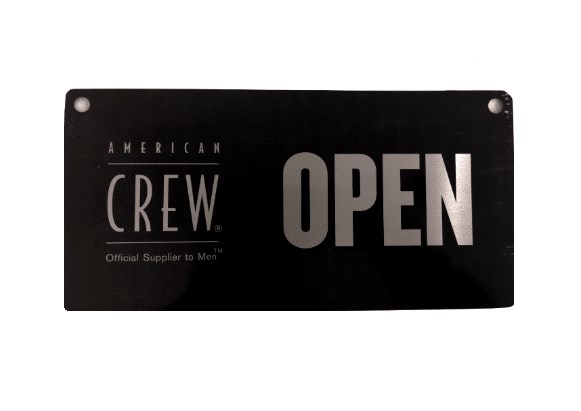 American Crew Barber tabliczka metalowa Open Close