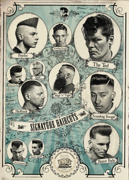 Reuzel Poster Signature Haircuts plakat z męskimi fryzurami 50 x 71 cm